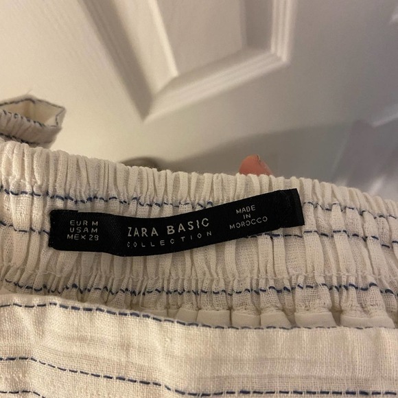 Zara Basic a line white pinstripe midi skirt - Picture 4 of 5